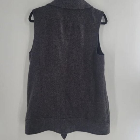 Banana Republic Women's Zip Front Collared Wool Blend Dark Gray Vest Large - Picture 2 of 4